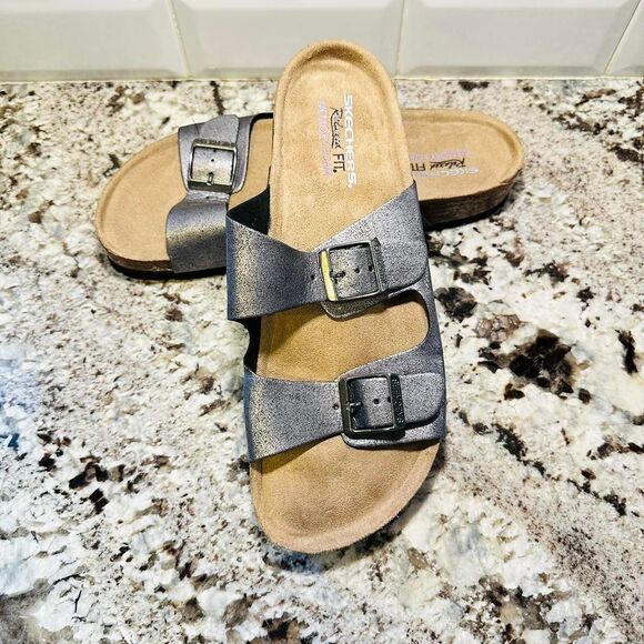 Skechers Women's Silver and Grey Sandals - Picture 1 of 8